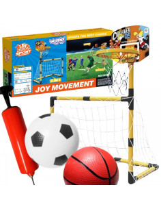 WOOPIE rinkinys 2in1 krepšinio futbolo vartai + kamuoliukai ir pompa