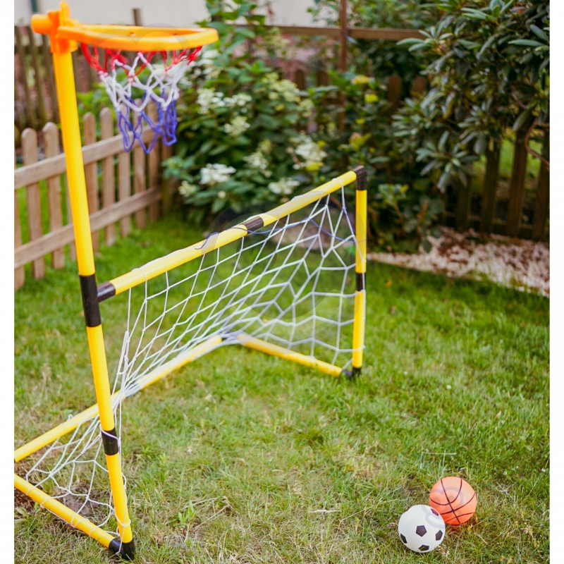 WOOPIE rinkinys 2in1 krepšinio futbolo vartai + kamuoliukai ir pompa