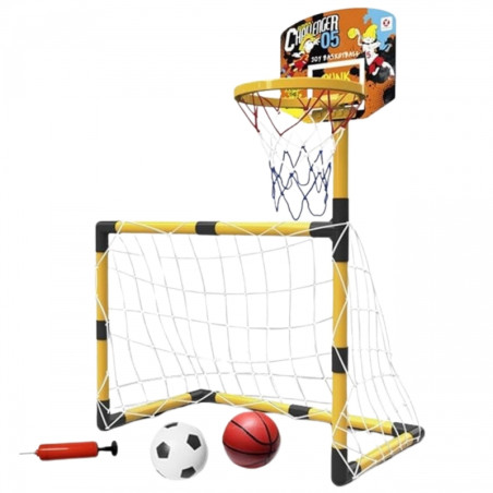 WOOPIE rinkinys 2in1 krepšinio futbolo vartai + kamuoliukai ir pompa WOOPIE rinkinys 2in1 krepšinio futbolo vartai + kamuoliukai ir pompa