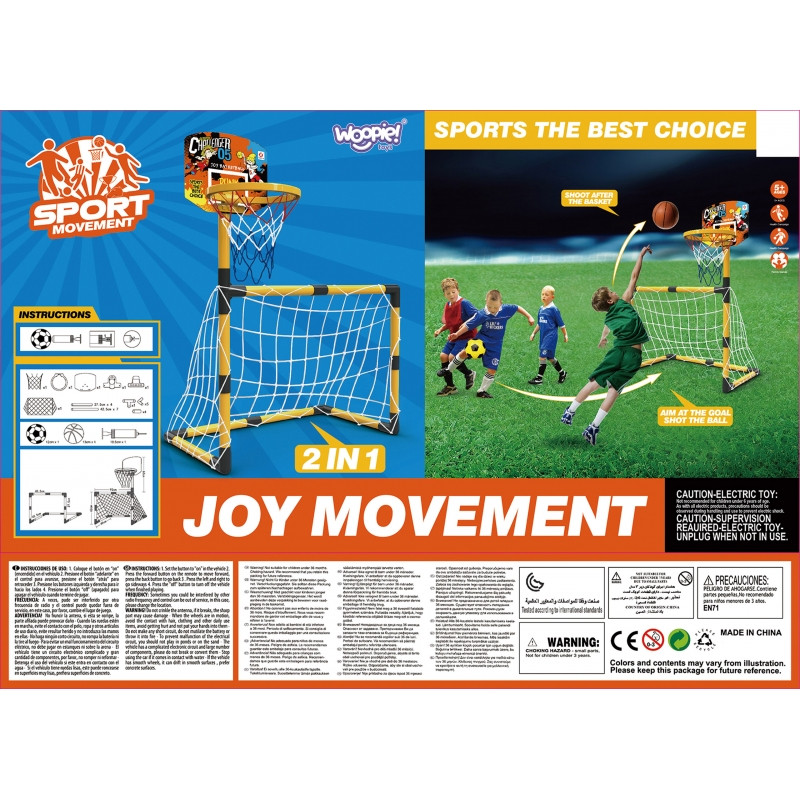 WOOPIE rinkinys 2in1 krepšinio futbolo vartai + kamuoliukai ir pompa