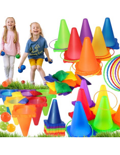 WOOPIE Set Garden Game 3in1 Target Throw Cones Hoops Bags 30 vnt.