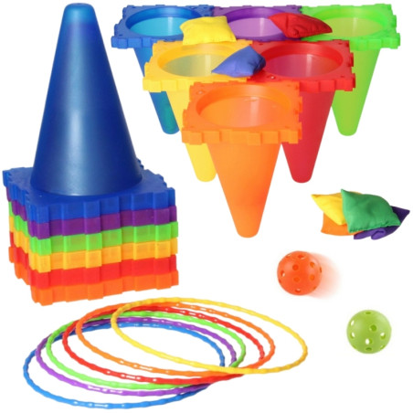 WOOPIE Set Garden Game 3in1 Target Throw Cones Hoops Bags 30 vnt. WOOPIE Set Garden Game 3in1 Target Throw Cones Hoops Bags 30 vnt.