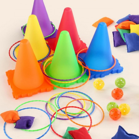 WOOPIE Set Garden Game 3in1 Target Throw Cones Hoops Bags 30 vnt. WOOPIE Set Garden Game 3in1 Target Throw Cones Hoops Bags 30 vnt.