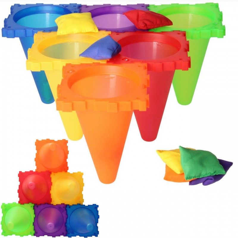 WOOPIE Set Garden Game 3in1 Target Throw Cones Hoops Bags 30 vnt.
