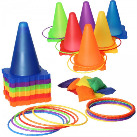 WOOPIE Set Garden Game 3in1 Target Throw Cones Hoops Bags 30 vnt. WOOPIE Set Garden Game 3in1 Target Throw Cones Hoops Bags 30 vnt.
