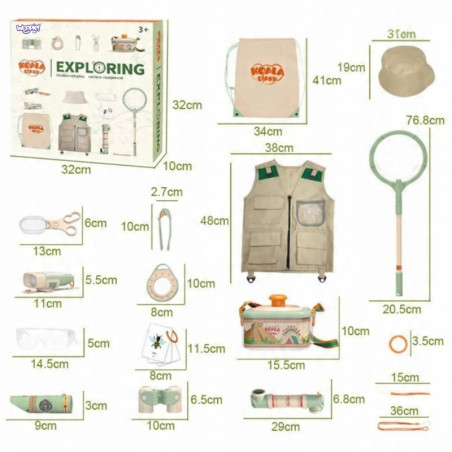 WOOPIE Discovery Little Explorer rinkinys Žiūronai Kompasas Vabzdžių tinklas Drugeliai Žibintuvėlis WOOPIE Discovery Little Explorer rinkinys Žiūronai Kompasas Vabzdžių tinklas Drugeliai Žibintuvėlis