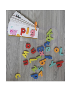 TOOKY TOY Montessori abėcėlės dėlionė Raidžių, žodžių, gyvūnų mokymasis 57 vnt. 2