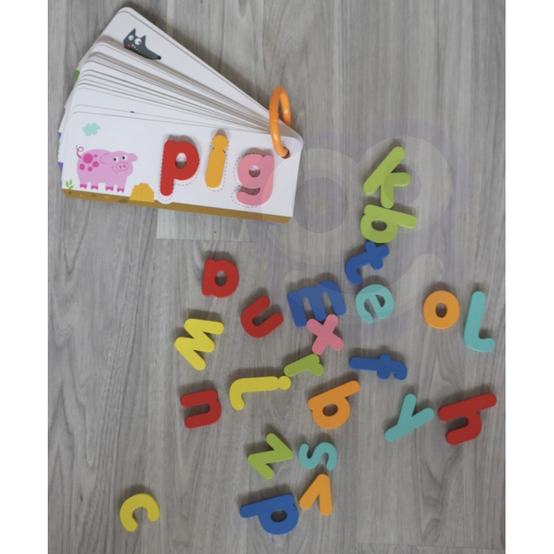 TOOKY TOY Montessori Alphabet Puzzle Learning Letters Words Animals 57 pcs.
