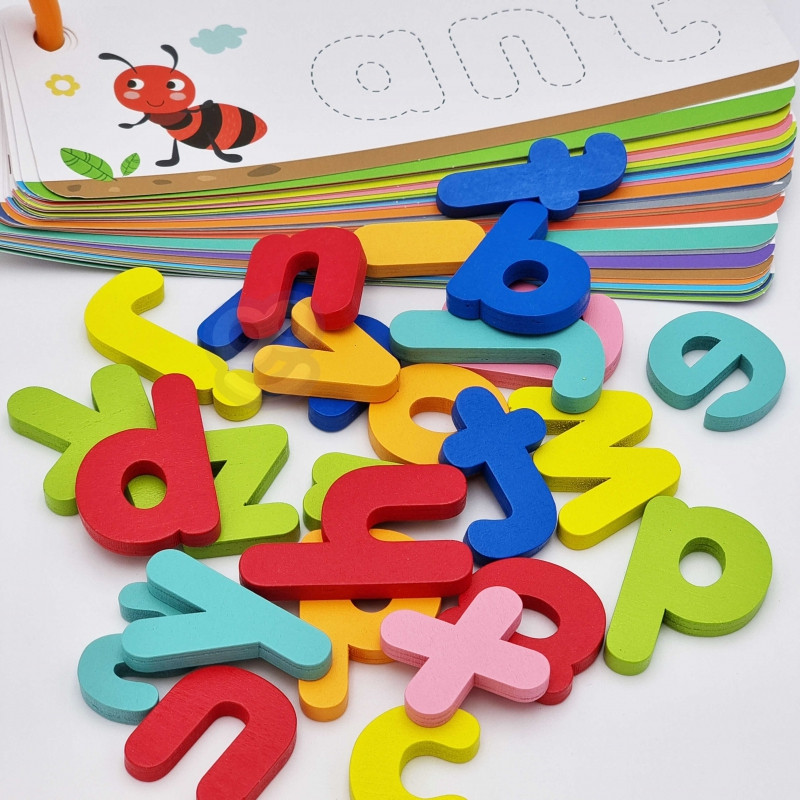 TOOKY TOY Montessori Alphabet Puzzle Learning Letters Words Animals 57 pcs.