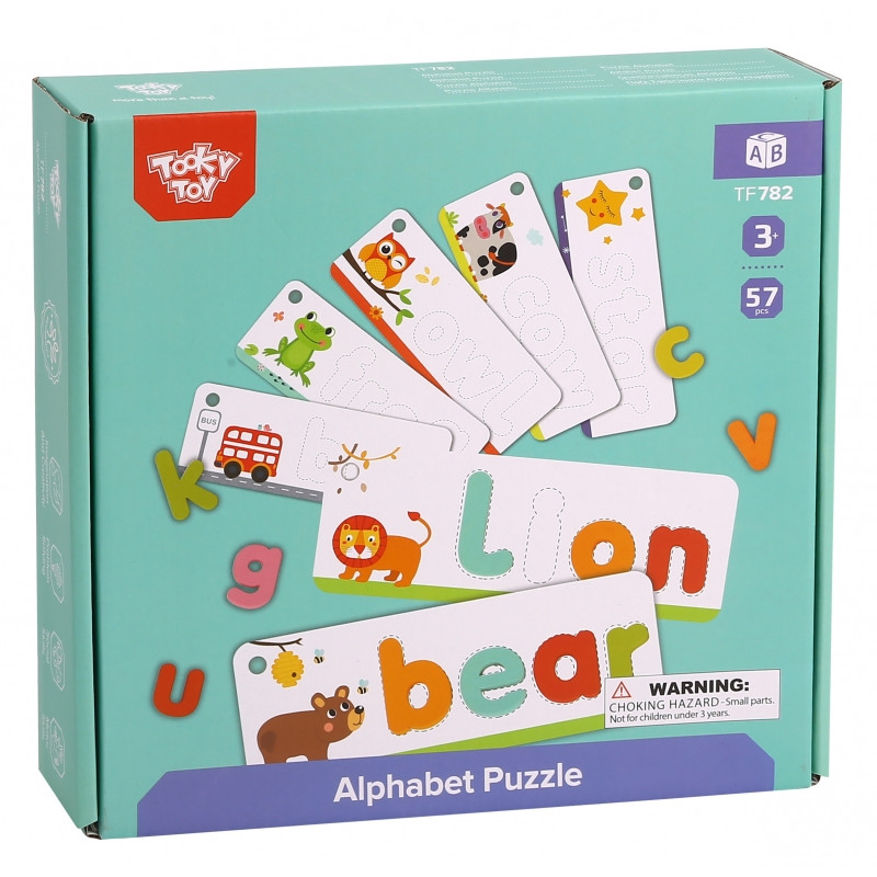 TOOKY TOY Montessori Alphabet Puzzle Learning Letters Words Animals 57 pcs.