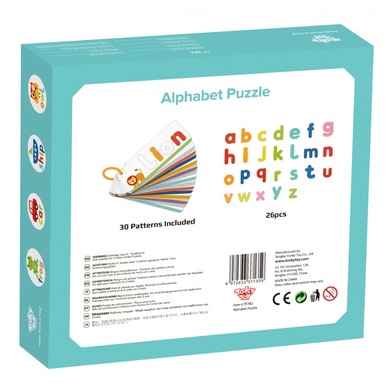 TOOKY TOY Montessori Alphabet Puzzle Learning Letters Words Animals 57 pcs.