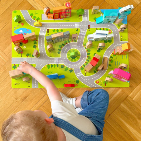 CLASSIC WORLD mediniai kaladėlės „Statyk miestą“, 120 detalių