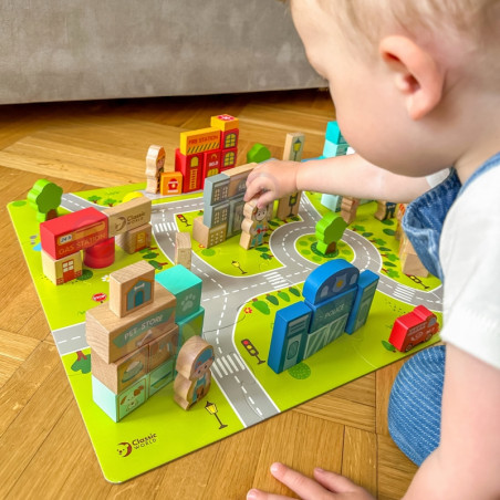 CLASSIC WORLD mediniai kaladėlės „Statyk miestą“, 120 detalių