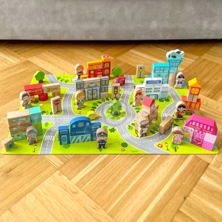 CLASSIC WORLD mediniai kaladėlės „Statyk miestą“, 120 detalių