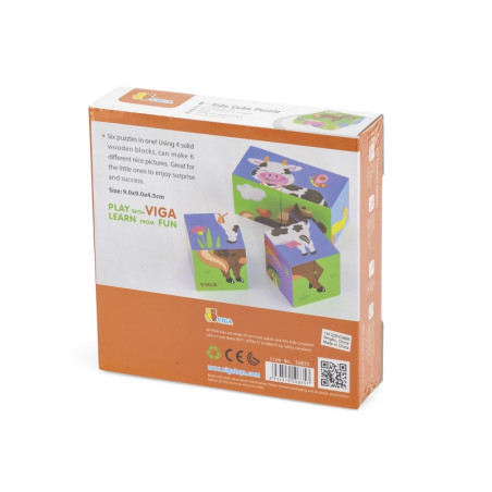 VIGA medinis dėlionės ūkis 4 kaladėlės