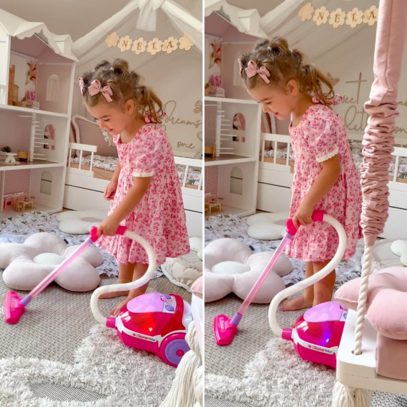 WOOPIE vaikškas dulkių siurblys su siurbimo funkcija, rožinis