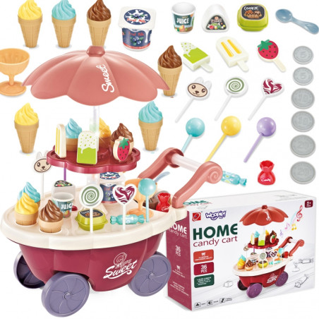 WOOPIE Sklep Food Truck Cukiernia Wózek Stoisko z Lodami Słodyczami Dźwięk Światło + 36 Akc WOOPIE Sklep Food Truck Cukiernia Wózek Stoisko z Lodami Słodyczami Dźwięk Światło + 36 Akc