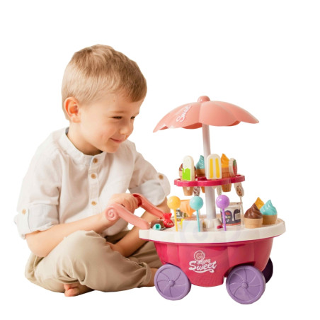 WOOPIE Sklep Food Truck Cukiernia Wózek Stoisko z Lodami Słodyczami Dźwięk Światło + 36 Akc WOOPIE Sklep Food Truck Cukiernia Wózek Stoisko z Lodami Słodyczami Dźwięk Światło + 36 Akc