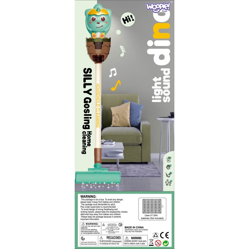 WOOPIE Интерактивный пылесос Dino 3 в 1 с функцией всасывания, светом и звуком