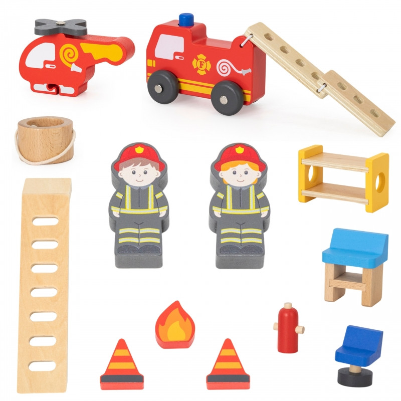 VIGA Деревянный пожарный комплект для гаража, 14 предметов