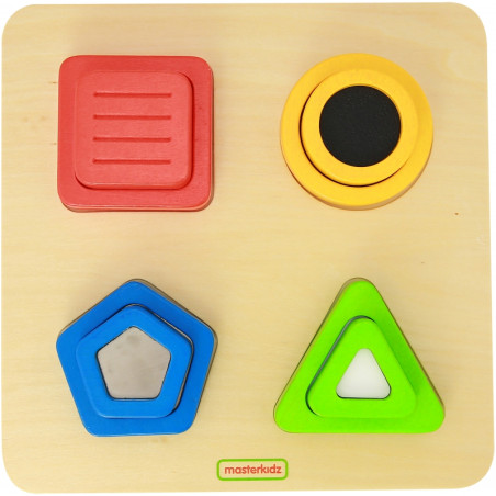 Деревянный сортировщик фигурок Монтессори MASTERKIDZ с текстурой поверхности