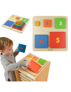 MASTERKIDZ medinė piramidė edukacinė Montessori spalvų skaičiavimas