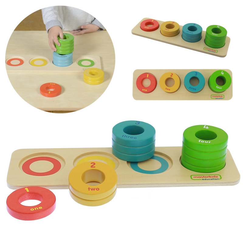 MASTERKIDZ Žaidimas Mokymasis skaičiuoti spalvas Dydis Dėlionė Montessori