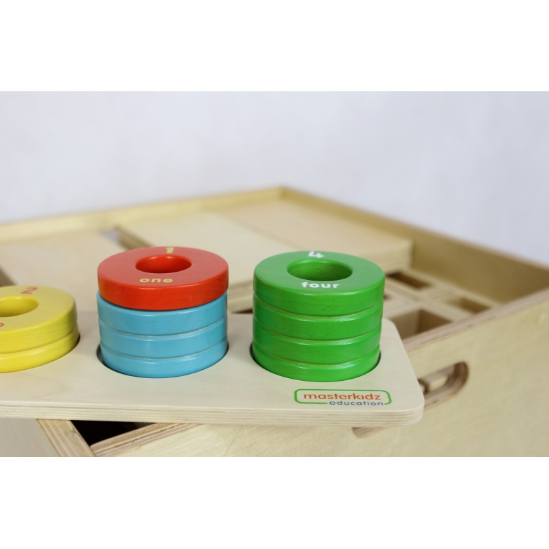 MASTERKIDZ Žaidimas Mokymasis skaičiuoti spalvas Dydis Dėlionė Montessori