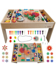 MASTERKIDZ medinis mokomasis stalas + STIEBO SIENŲ PRIEDAI