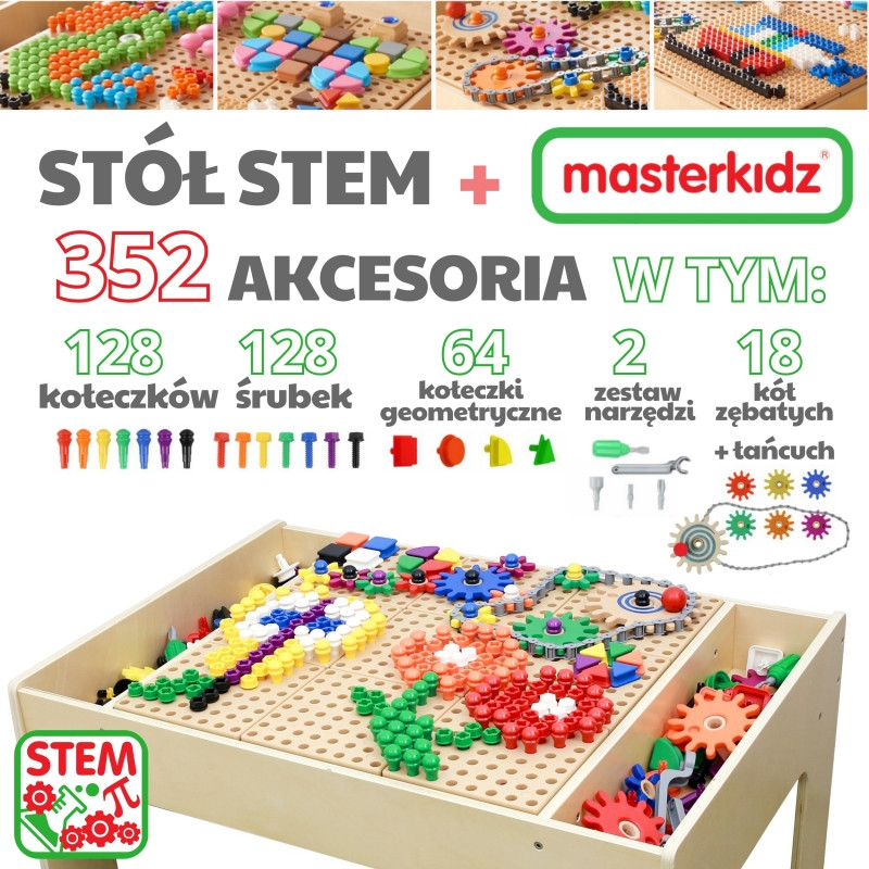 MASTERKIDZ medinis mokomasis stalas + STIEBO SIENŲ PRIEDAI