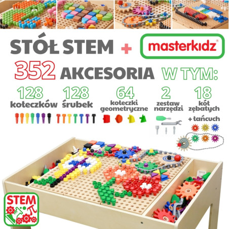 MASTERKIDZ medinis mokomasis stalas + STIEBO SIENŲ PRIEDAI MASTERKIDZ medinis mokomasis stalas + STIEBO SIENŲ PRIEDAI