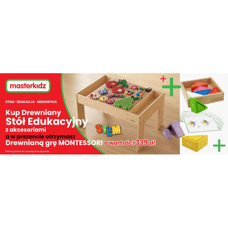 MASTERKIDZ medinis mokomasis stalas + STIEBO SIENŲ PRIEDAI