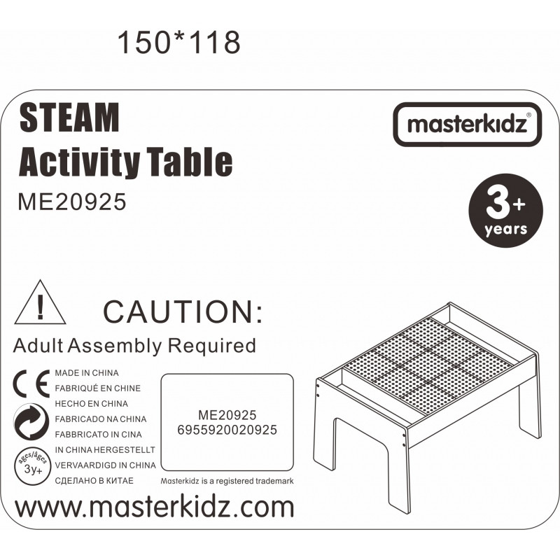 MASTERKIDZ medinis mokomasis stalas + STIEBO SIENŲ PRIEDAI