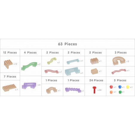 MASTERKIDZ Statybinis rinkinys Rutulinis takelis STEM lentai 63 vnt. MASTERKIDZ Statybinis rinkinys Rutulinis takelis STEM lentai 63 vnt.