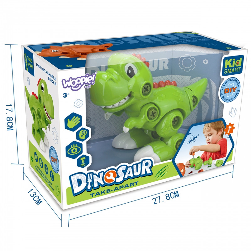WOOPIE dinozaurų sukimo konstrukcijos rinkinys + atsuktuvas