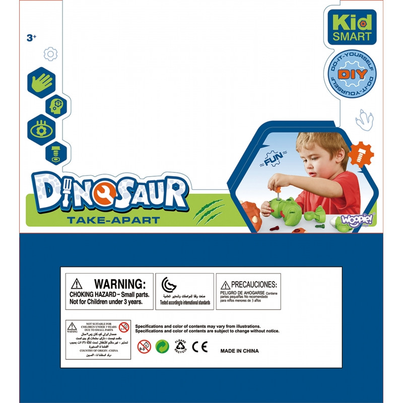 WOOPIE dinozaurų sukimo konstrukcijos rinkinys + atsuktuvas
