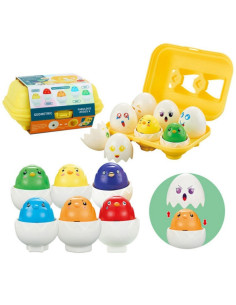 WOOPIE Puzzle Sorter Montessori Match Shapes Happy Chickens Eggs 6vnt