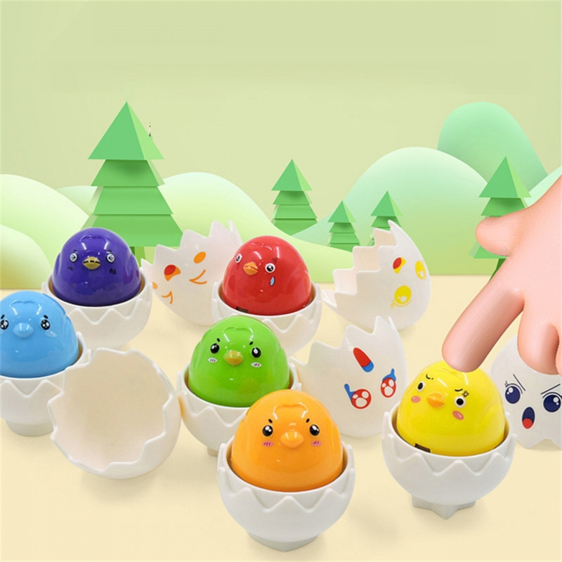WOOPIE Монтессори сортировщик фигур, головоломка Match Happy Chicks, яйца, 6 шт.