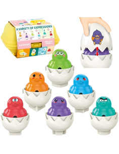 WOOPIE Puzzle Sorter Montessori Match Shapes Funny Chickens Eggs 6vnt