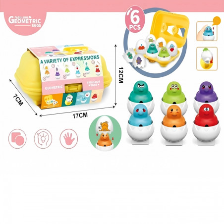 WOOPIE Puzzle Sorter Montessori Match Shapes Funny Chickens Eggs 6vnt WOOPIE Puzzle Sorter Montessori Match Shapes Funny Chickens Eggs 6vnt