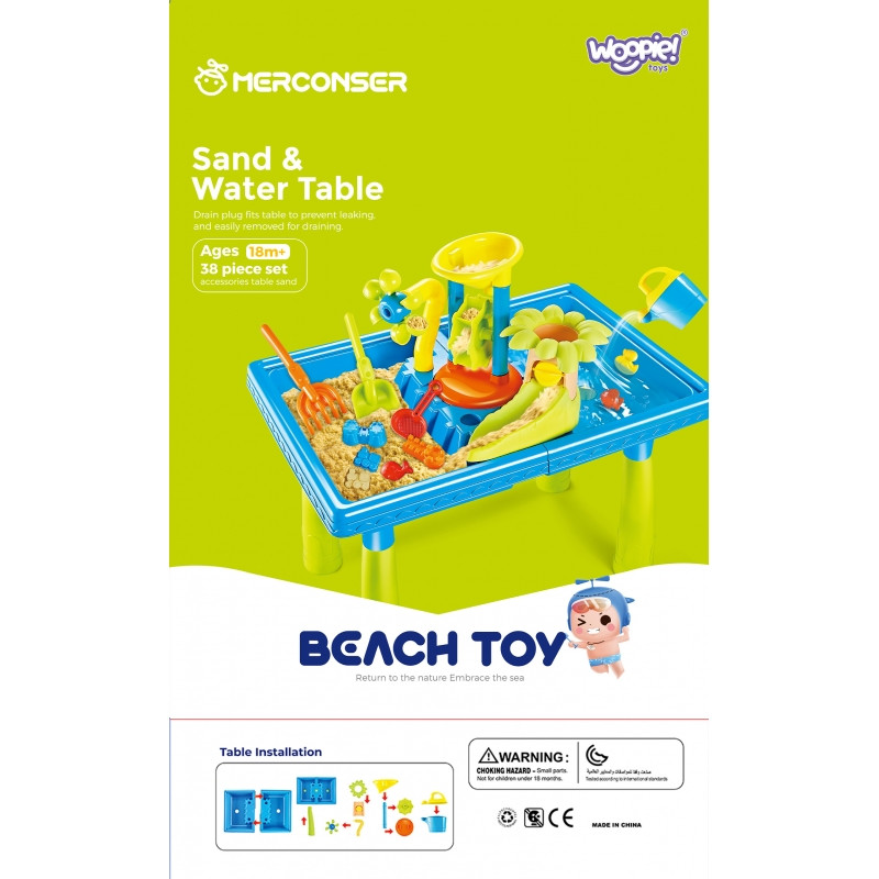 WOOPIE Stolik Wodny 2w1 Piaskownica Palma 18 el.