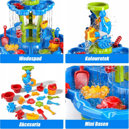 Водный столик WOOPIE 2 в 1, песочница, фонтан XXL, аквапарк с дельфином