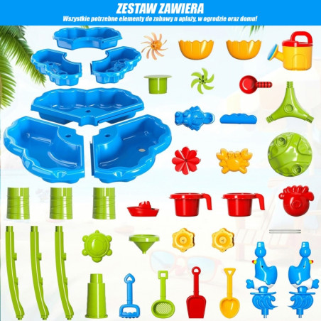 Водный столик WOOPIE 2 в 1, песочница, фонтан XXL, аквапарк с дельфином