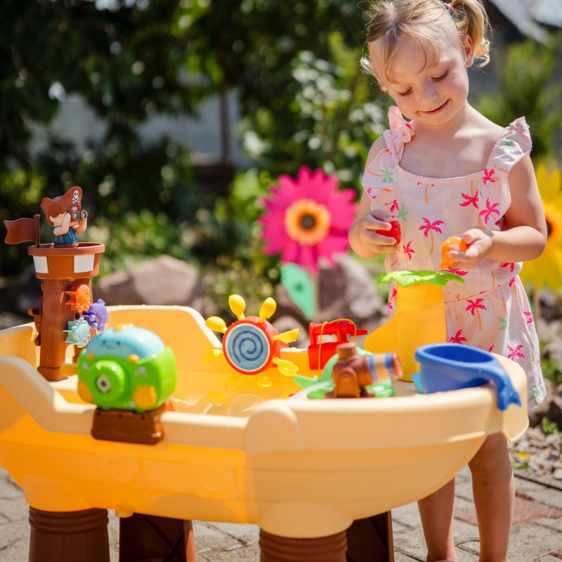 WOOPIE vandens stalas 2in1 smėlio dėžė Pirate Ship XL su muilo burbuliukų gamintoju