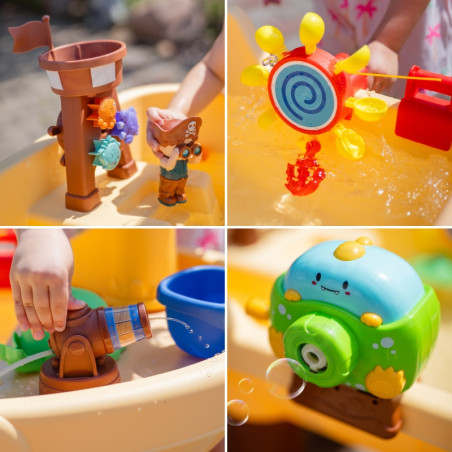WOOPIE vandens stalas 2in1 smėlio dėžė Pirate Ship XL su muilo burbuliukų gamintoju WOOPIE vandens stalas 2in1 smėlio dėžė Pirate Ship XL su muilo burbuliukų gamintoju