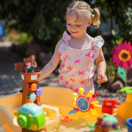 WOOPIE vandens stalas 2in1 smėlio dėžė Pirate Ship XL su muilo burbuliukų gamintoju WOOPIE vandens stalas 2in1 smėlio dėžė Pirate Ship XL su muilo burbuliukų gamintoju