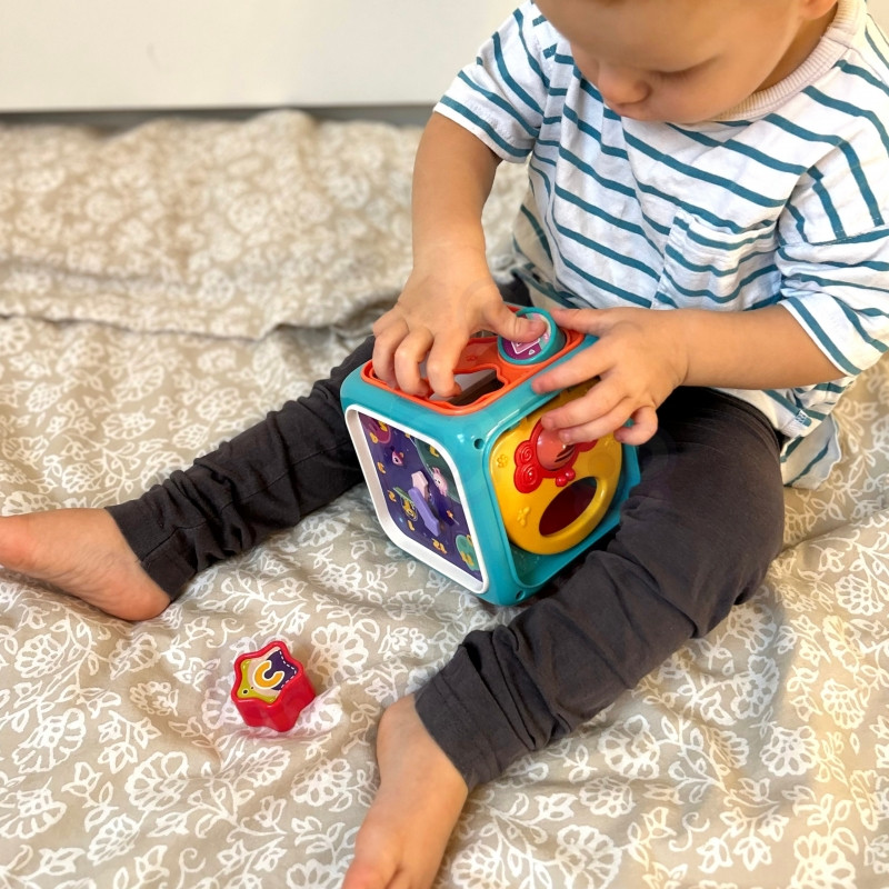 WOOPIE BABY Interaktyvus edukacinis sensorinis kubas Montessori rūšiavimo įrenginys 6in1