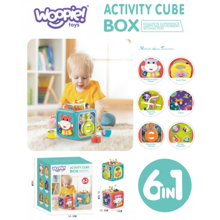 WOOPIE BABY Interaktyvus edukacinis sensorinis kubas Montessori rūšiavimo įrenginys 6in1 WOOPIE BABY Interaktyvus edukacinis sensorinis kubas Montessori rūšiavimo įrenginys 6in1