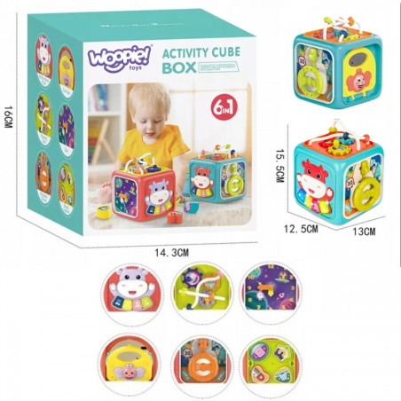 WOOPIE BABY Interaktyvus edukacinis sensorinis kubas Montessori rūšiavimo įrenginys 6in1 WOOPIE BABY Interaktyvus edukacinis sensorinis kubas Montessori rūšiavimo įrenginys 6in1