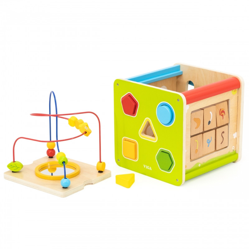 Viga medinis mokomasis kubas 5in1